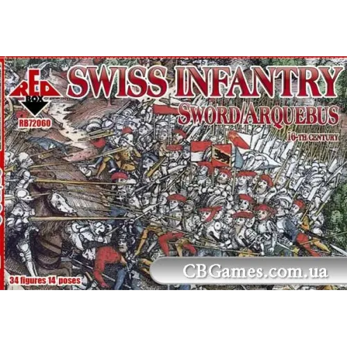Фігури та мініатюри Швейцарська піхота (мечі з аркебузами), 16 століття (RB72060) Масштаб: 1:72