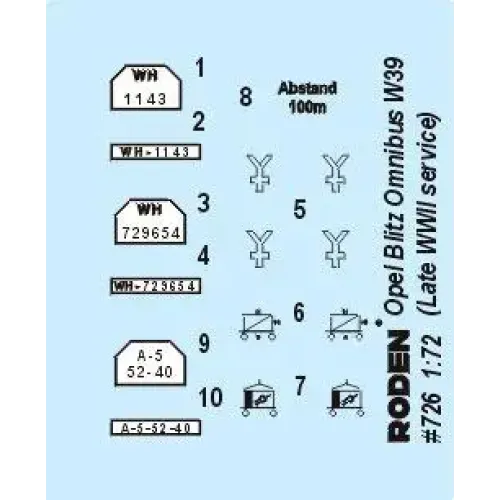 Авто-мото RN726 Opel Blitz Omnibus model W39 (late WWII service)