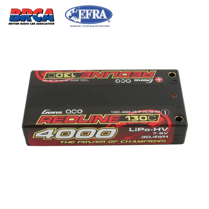 Аккумулятор Gens Ace LiPO HV 7,6В 4000мАч 2S 130C 93х47х18мм 147г Bullet 4mm (B-RL-130C-4000-2S1P-HC-58-HV)