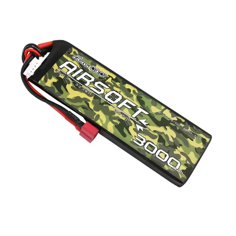 Аккумулятор для страйкбола Gens Ace LiPO 11,1В 3000мАч 3S 25C 133х43х18мм 201г T-Plug Airsoft (B-AS-25/50C-3000-3S1P)