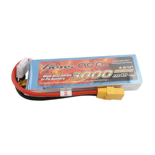 Аккумуляторы Аккумулятор Gens Ace LiPO 14,8В 3000мАч 4S 35C 138х43х24мм 298г XT90 (B-35C-3000-4S1P-XT90)