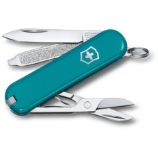 Класичний ніж-брелок Victorinox Classic SD Colors, Mountain Lake, Gift Box (0.6223.23G) 7 функцій, 58 мм, бірюзовий