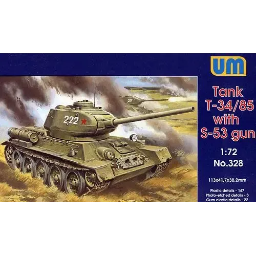 Бронетехніка та артилерія Радянський танк Т-34/85 із гарматою С-53 (UM328) Масштаб: 1:72