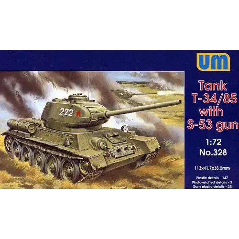 Советский танк Т-34/85 с пушкой С-53 (UM328) Масштаб: 1:72