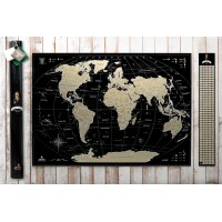 Черная скретч карта мира без России My Map Perfect world Black edition ENG 88х63см в тубусе