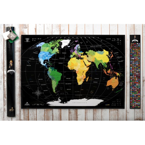 Карти Чорна скретч карта світу без росії My Map Perfect world Black edition ENG 88х63см у тубусі