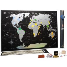 Срібна скретч карта світу Mymap Black (чорна) edition ENG в тубусі