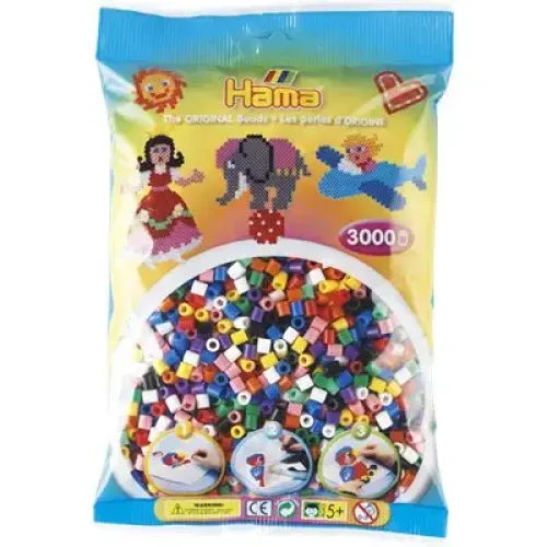 Термомозаика Термомозаїка HAMA Набір кольорових намистин MIDI 5+, 3000шт, 10 кольорів