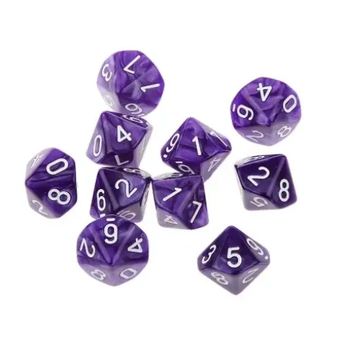 Кубик D10(0-9) перламутровий/мармуровий (колір в асортименті)