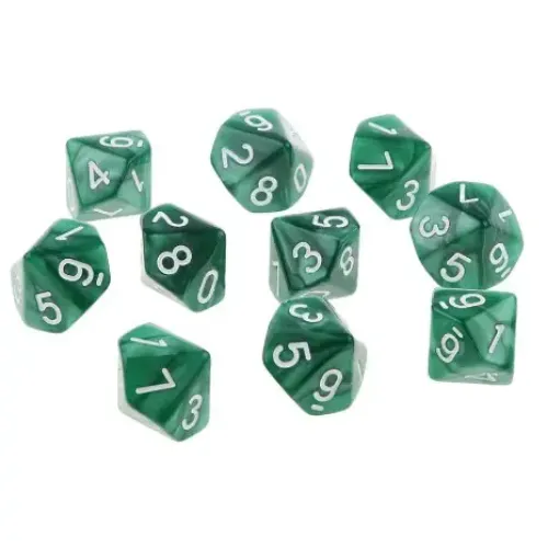 Кубик D10(0-9) перламутровий/мармуровий (колір в асортименті)