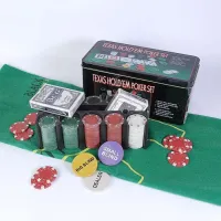 Покерный набор в оловянном кейсе на 200 фишек, номинал 1-50, 4гр. (арт TC04200D)
