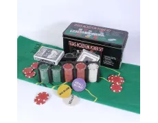Покерный набор в оловянном кейсе на 200 фишек, номинал 1-50, 4гр. (арт TC04200D)
