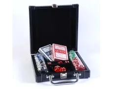 Покерний набір у чорному шкіряному кейсі на 100 фішок, без номіналу, 4гр. (арт DL100)