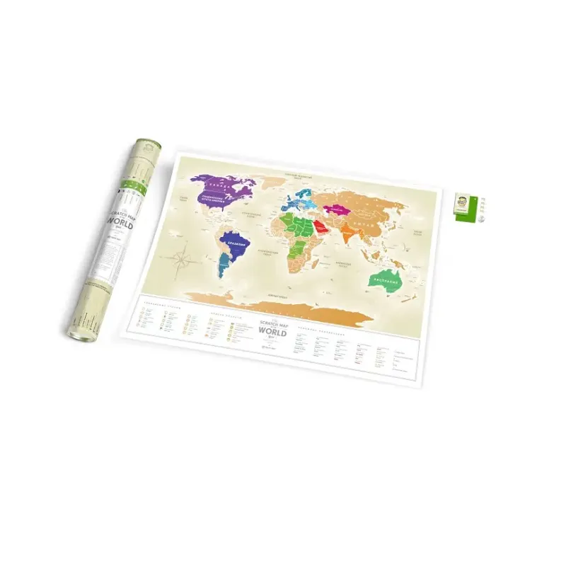 Скретч-карта мира Travel Map «Gold World» (рус)