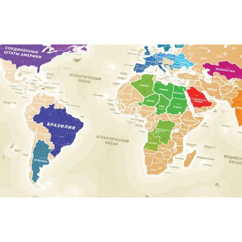 Скретч-карта мира Travel Map «Gold World» (рус)