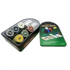 Покерный набор на 120 фишек в оловянной коробке, номинал 1-100, 4гр. (арт. TC04120)