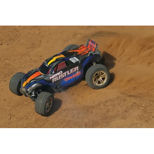 Стадіум-трак Автомобиль Traxxas Rustler 2,5 Nitro Stadium Truck 1:10 RTR 438 мм 2WD 2,4 ГГц (44094-1 Blue)