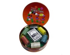 Покерний набір на 120 фішок у круглій коробці, номінал 1-100, 4гр. (арт. ZR6617)