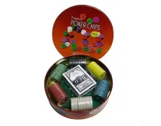 Покерний набір на 120 фішок у круглій коробці, номінал 1-100, 4гр. (арт. ZR6617)