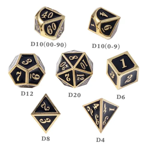 Набір металевих кубиків RPG 7 шт емаль курсив (об'ємні, кольорові)