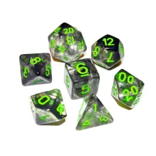 Набор кубиков RPG с туманностью 7 шт с красными и зелёными цифрами