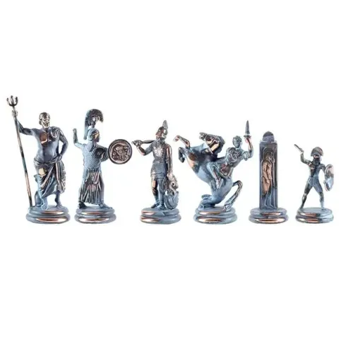 Шахматы Шахматы "Manopoulos", " Греческая мифология" ,латунь, деревянный футляр, цвет синий, размер 36х36 см, вес 3,5 кг.