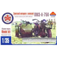 Советский мотоцикл с коляской ПМЗ-А-750 (AIM35006) Масштаб:  1:35