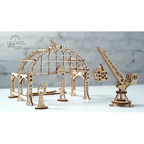 Ukrainian Gears Тривимірна механічна головоломка-конструктор «Маніпулятор на рейках» (Серія «Механічний місто») (UG-024)