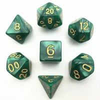 Набор перламутровых/мраморных кубиков RPG с золотыми цифрами 7 шт (цвет в ассортименте)