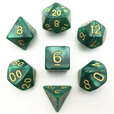 Набор перламутровых/мраморных кубиков RPG с золотыми цифрами 7 шт (цвет в ассортименте)