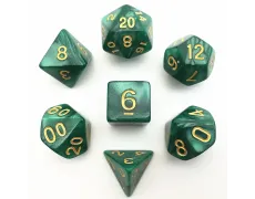 Набор перламутровых/мраморных кубиков RPG с золотыми цифрами 7 шт (цвет в ассортименте)