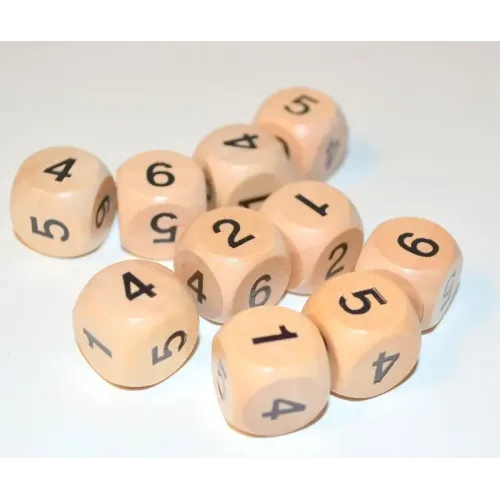 Кубик D6 дерев'яний із цифрами