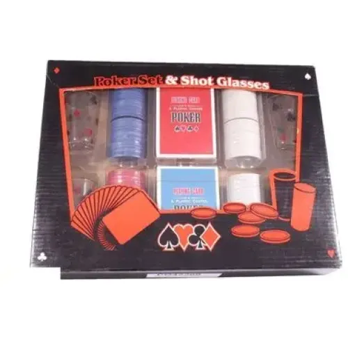 Покер, карты & гольф Набор Duke для игры в пьяный покер, 200 фишек, 4 рюмки (PG42200)