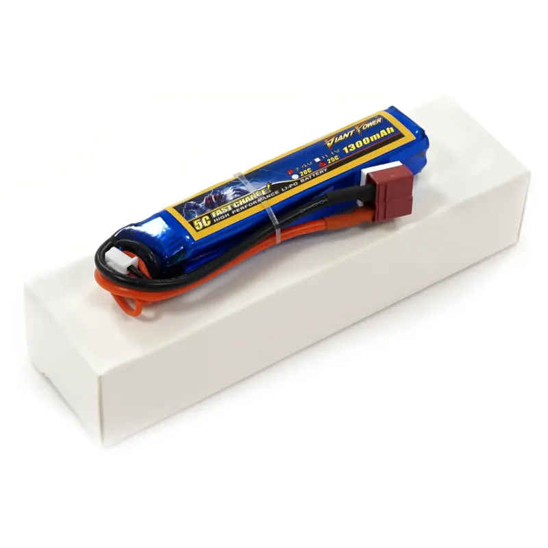 Аккумулятор для страйкбола Giant Power Li-Pol 7.4V 2S 1300mAh 25C 17х18.5х95мм T-Plug