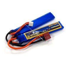 Аккумулятор для страйкбола Giant Power Li-Pol 7.4V 2S 1300mAh 25C 2 лепестка 7.5х18х96мм T-Plug