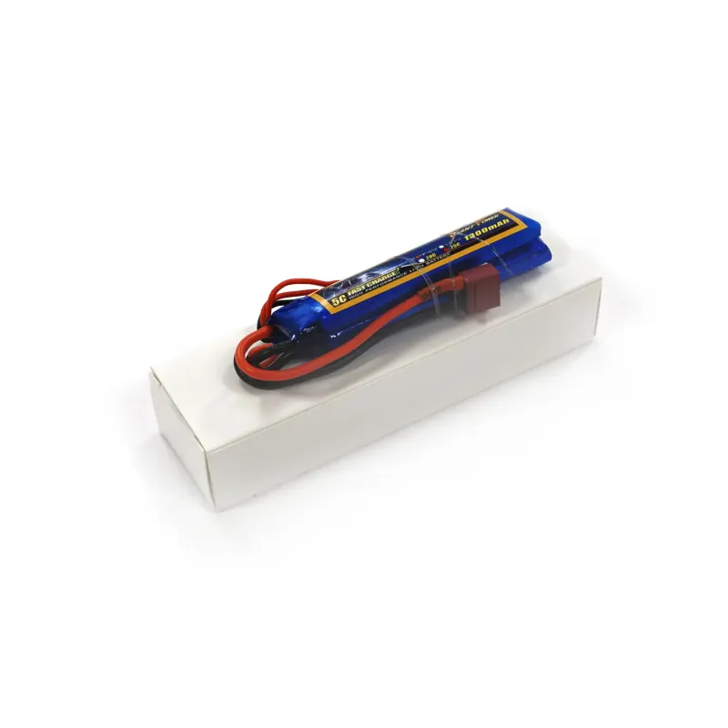 Аккумулятор для страйкбола Giant Power Li-Pol 7.4V 2S 1300mAh 25C 2 лепестка 7.5х18х96мм T-Plug