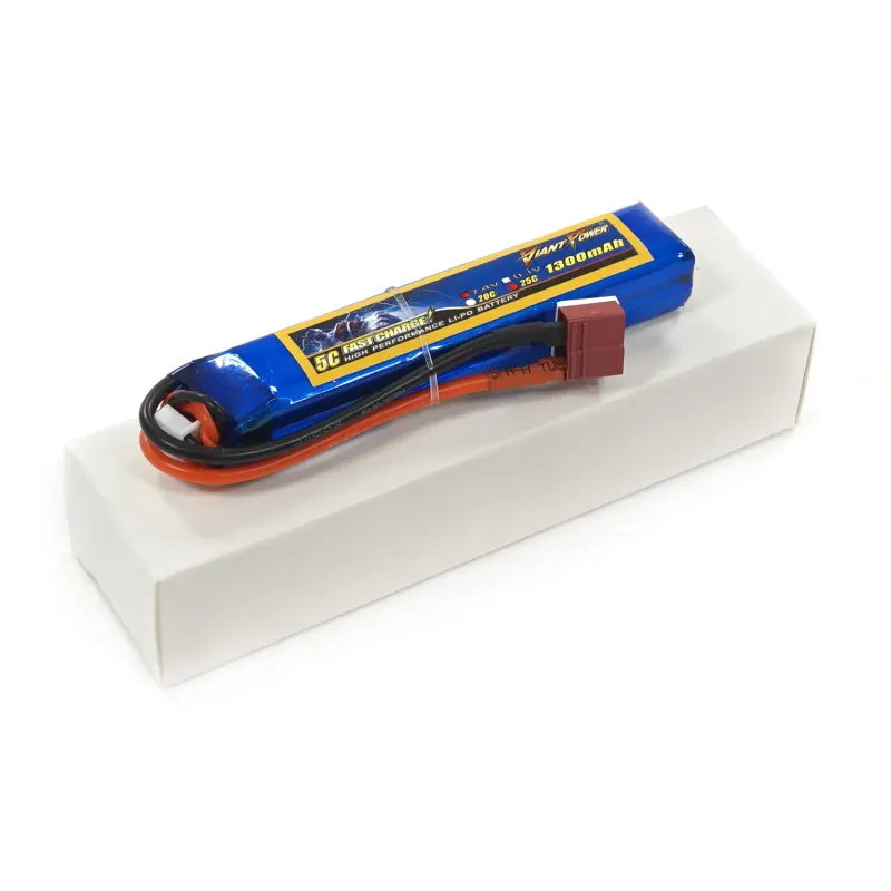 Аккумулятор для страйкбола Giant Power Li-Pol 7.4V 2S 1300mAh 25C 16х20х103мм T-Plug