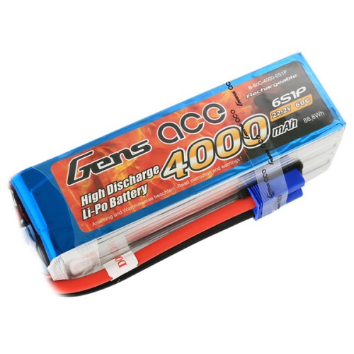 Акумулятори 22.2V Li-Po Аккумулятор Gens Ace LiPO 22,2 В 4000 мАч 6S 60C (B-60C-4000-6S1P)