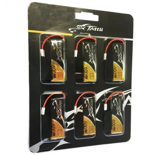 Аккумуляторы 3,7 V LiPo Аккумулятор Tattu LiPO 3,7 В 600 мАч 1S 30C 6 шт (TA-30C-600-1S1P-Molex-6)