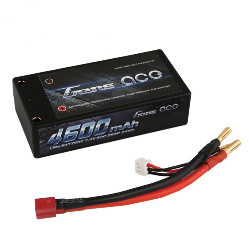 Акумулятори 7,4V LiPo Аккумулятор Gens Ace LiPO 7,4 В 4600 мАч 2S 60C (B-60C-4600-2S2P-HardCase-29)