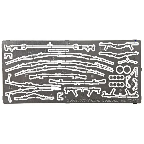Фототравление Советское стрелковое оружие (Наган, карабин Мосина мод. 38, TT, ППС-43, ППШ, ПТРД, СВТ) 1:72