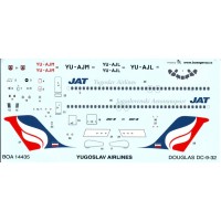 Декаль для самолета Douglas DC-9 Yugoslav Airlines 1:144