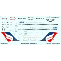 Декаль для літака Douglas DC-9 Yugoslav Airlines 1:144
