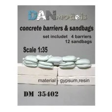Бетонные заграждения с мешками - набор для блокпоста,16 шт. 1:35