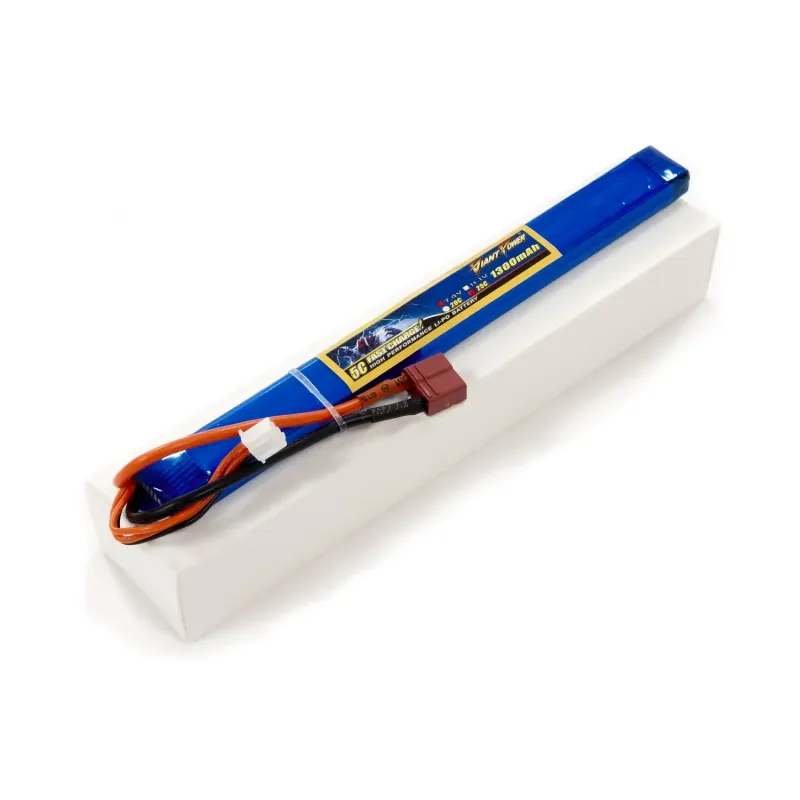 Аккумулятор для страйкбола Giant Power Li-Pol 7.4V 2S 1300mAh 25C 12х17х190мм T-Plug