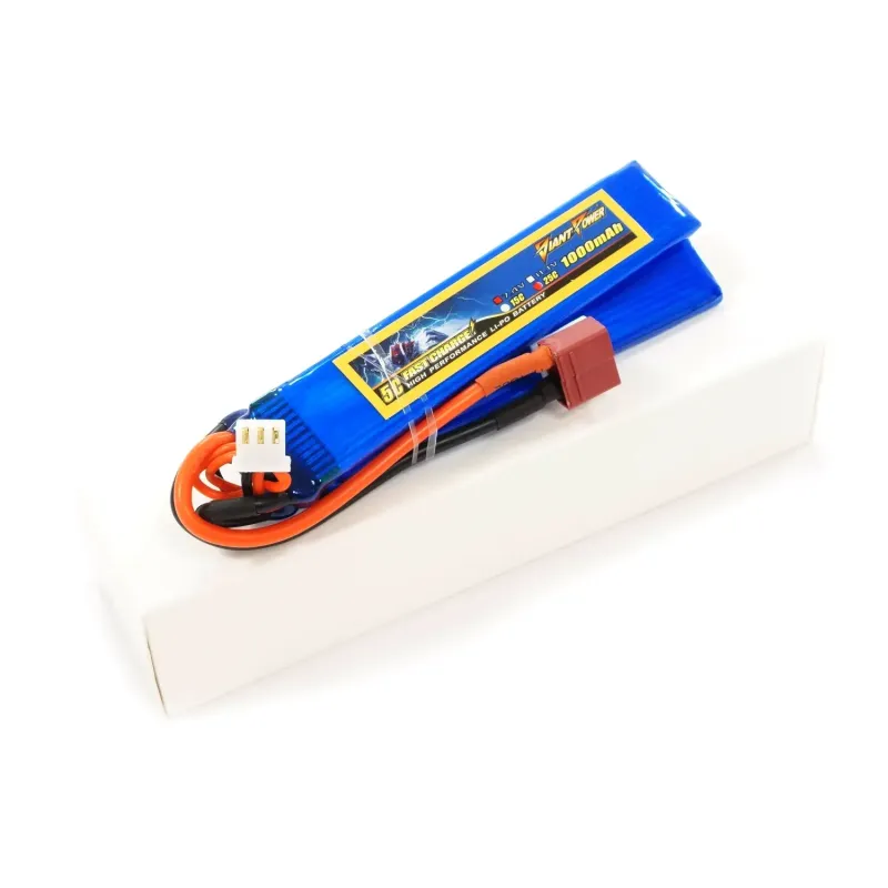 Аккумулятор для страйкбола Giant Power Li-Pol 7.4V 2S 1000mAh 25C 2 лепестка 5.5х20х103мм T-Plug