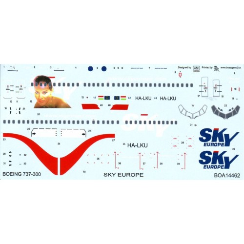 Декалі Декаль для самолета Boeing 737-300 Sky Europe (Muriel) 1:144