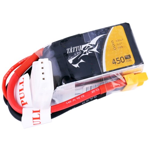 Акумулятори 11,1 V LiPo Аккумулятор Tattu LiPO 11,1 В 450 мАч 3S 75C (TA-75C-450-3S1P)