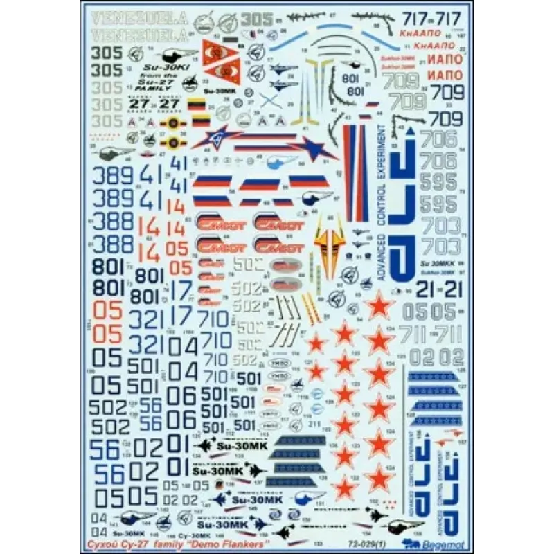 Su-27 family decals (BD72029) Масштаб: 1:72