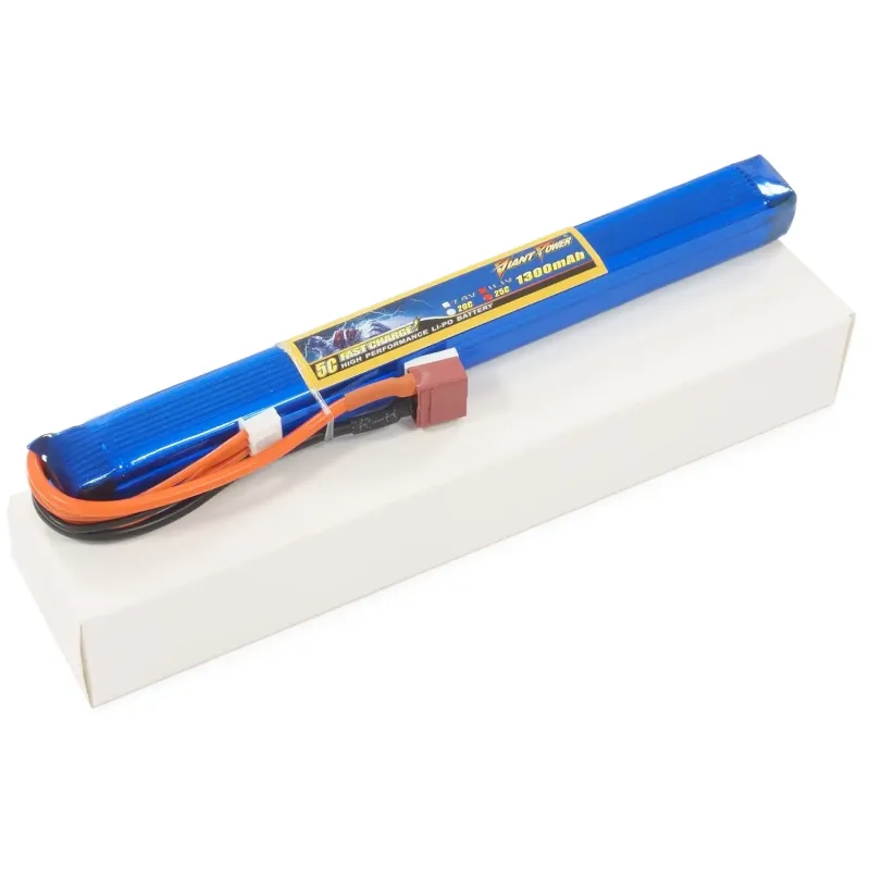 Аккумулятор для страйкбола Giant Power Li-Pol 11.1V 3S 1300mAh 25C 18х17х190мм T-Plug